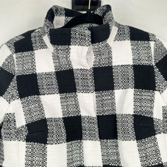 Talbots Women's Buffalo Check Textured Lined Full Zip Jacket Black White Size 4 - Picture 3 of 12